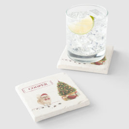 Posavasos De Piedra Perro con árbol de Navidades divertidos de Pomeran