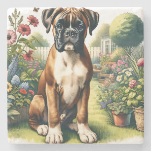 Posavasos De Piedra Perro Cute Boxer
