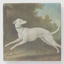 Posavasos De Piedra Perro de Greyhound blanco (por Jean-Baptiste Oudry