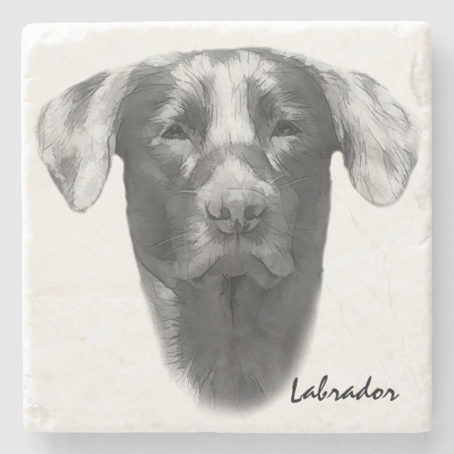Posavasos De Piedra Perro de Labrador con estilo (Anverso)