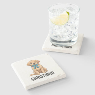 Posavasos De Piedra Perro del Día de Pi Personalizado con Símbolo de P