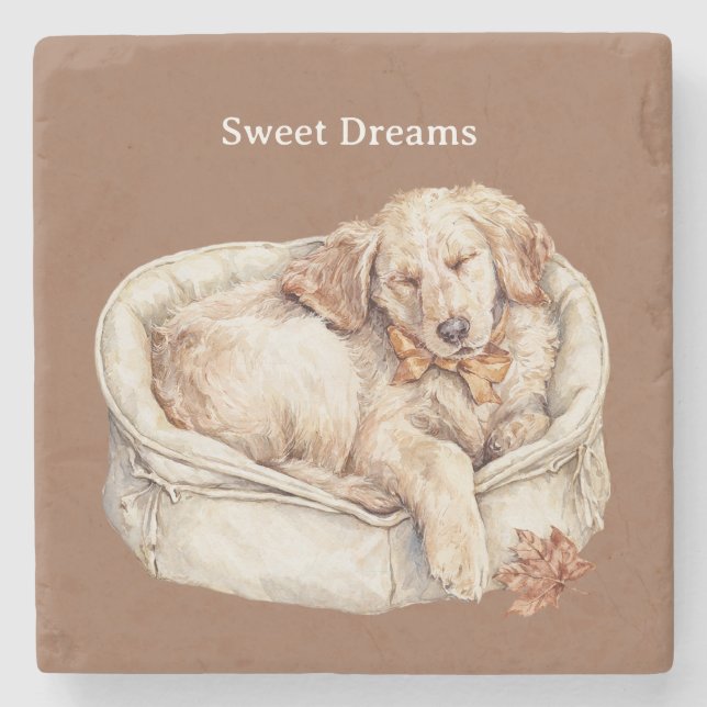 Posavasos De Piedra Perro Dulces Sueños (Anverso)