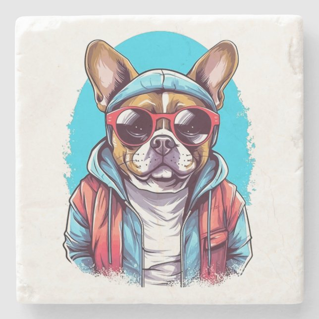 Posavasos De Piedra Perro francés de Bulldog (Anverso)