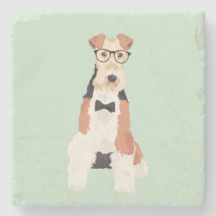 Posavasos De Piedra Perro fresco del alambre del fox terrier del