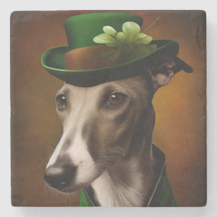Posavasos De Piedra Perro galgo con vestido del día de San Patricio