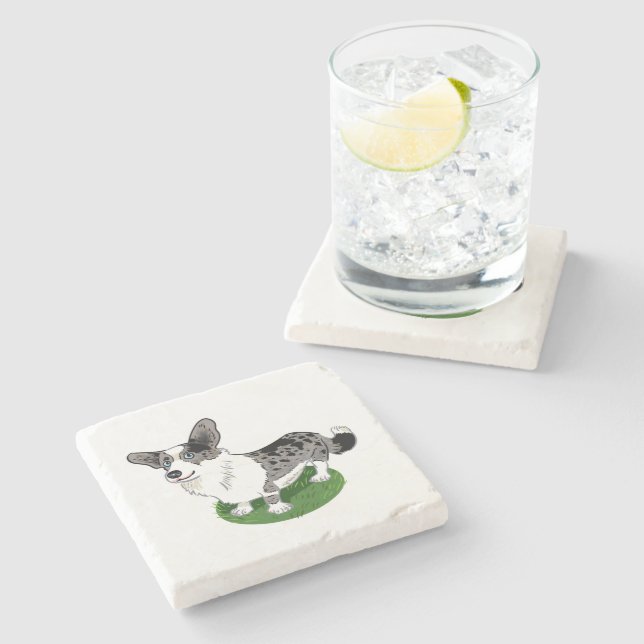 Posavasos De Piedra Perro lindo, Corgi Cardigan. (Lateral)