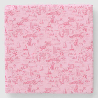 Posavasos De Piedra Perro Marino Toile Rosa 