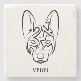 Posavasos De Piedra Perro tribal blanco y negro