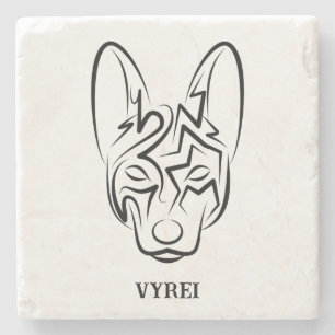 Posavasos De Piedra Perro tribal blanco y negro