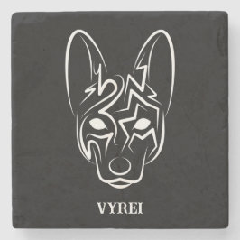 Posavasos De Piedra Perro tribal blanco y negro