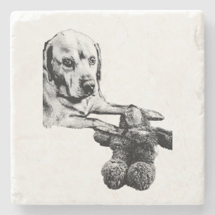 Posavasos De Piedra Perro y Teddy   Cojín de Arte