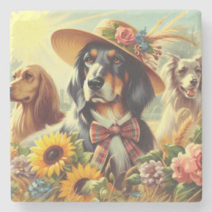 Posavasos De Piedra Perros de la naturaleza retro