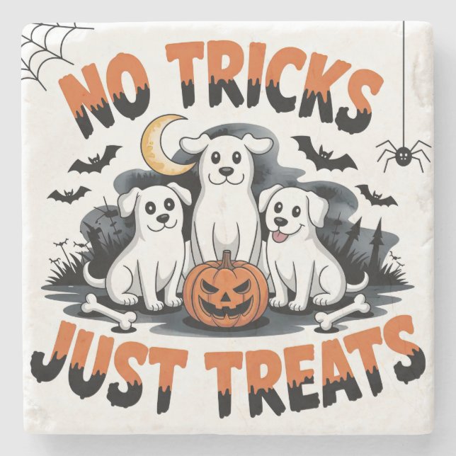 Posavasos De Piedra Perros fantasma fantasmagóricos | Diseño de perros (Anverso)