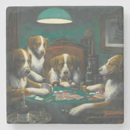 Posavasos De Piedra Perros San Bernardo Jugando Póquer