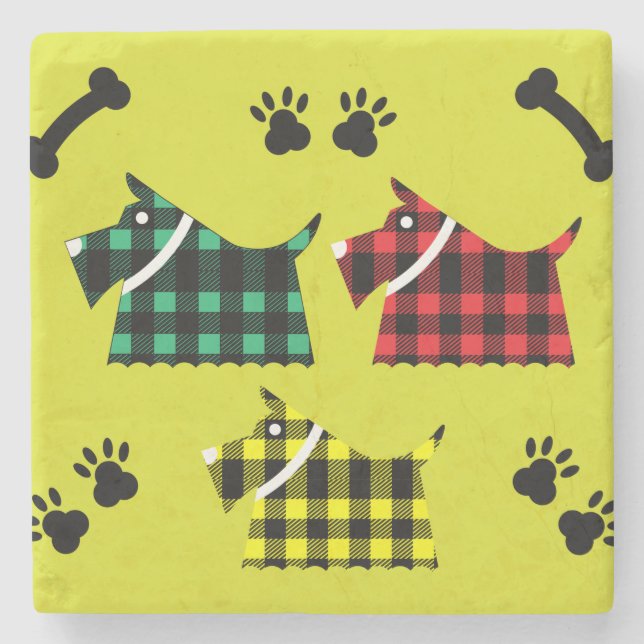 Posavasos De Piedra Perros terroríficos y graciosos se alimentan de el (Anverso)