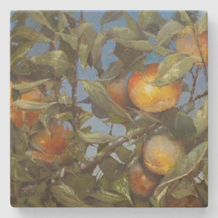 Posavasos De Piedra Persimmon Fruit Tree Hermosa Pintura Original