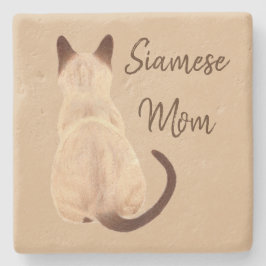 Posavasos De Piedra Persona de gato siamés Sasha Kitty mirando hacia o