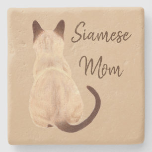 Posavasos De Piedra Persona de gato siamés Sasha Kitty mirando hacia o