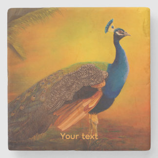 Posavasos De Piedra Personaliza la pintura Peacock at Sunrise arte