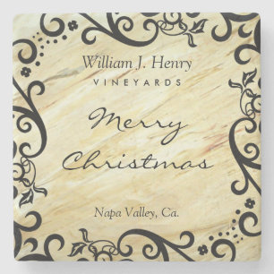 Posavasos De Piedra Personaliza vino de pergamino de mármol de Navidad