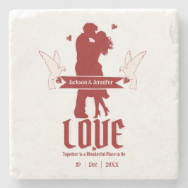 Posavasos De Piedra Personalizable de aniversario matrimonial