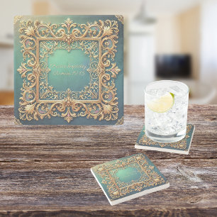 Posavasos De Piedra Personalizable de marco de acuerdo de relleno cuad