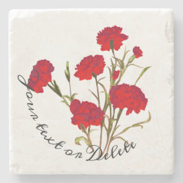 Posavasos De Piedra Personalizable Elegante Vintage Floral Red Carnati