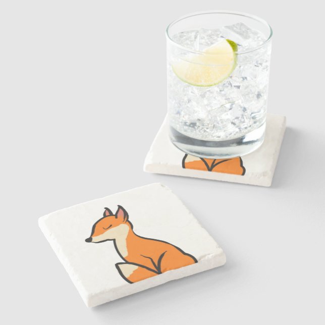 Posavasos De Piedra Personalizable Fox (Lateral)