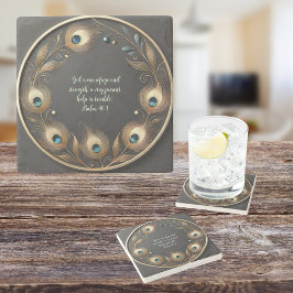 Posavasos De Piedra Personalizable minimalista elegante de plumas de p