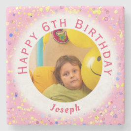 Posavasos De Piedra Personalizable rosa acuarela Confetti Cumpleaños