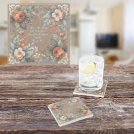 Posavasos De Piedra Personalizable Verse de la Biblia Floral de Mocha