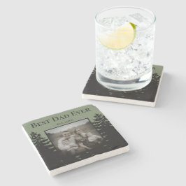 Posavasos De Piedra Personalización de silueta de pino negro minimalis