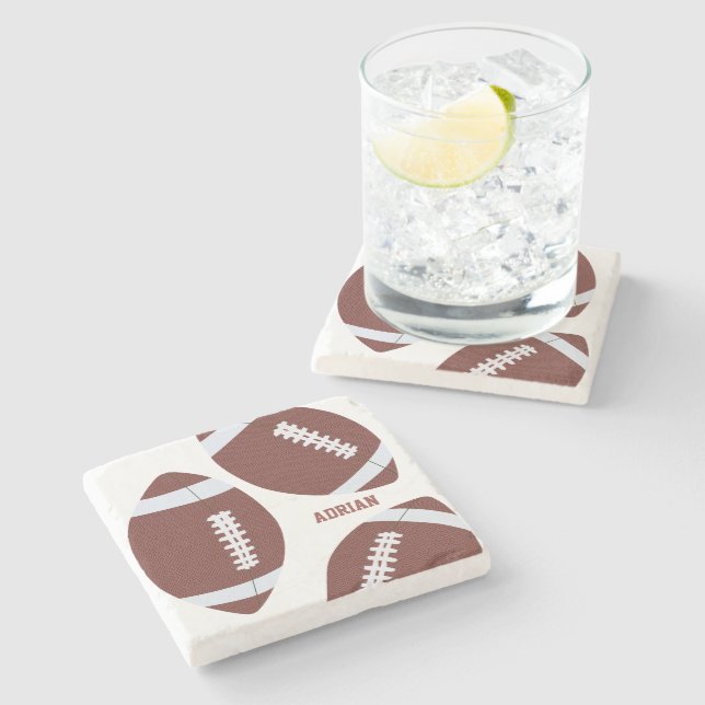 Posavasos De Piedra Personalizada la gridiron Ball de fútbol americano (Lateral)
