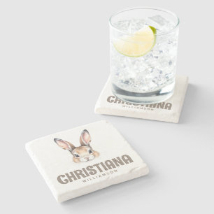 Posavasos De Piedra Personalizado acuarela moderna linda conejo de Pas