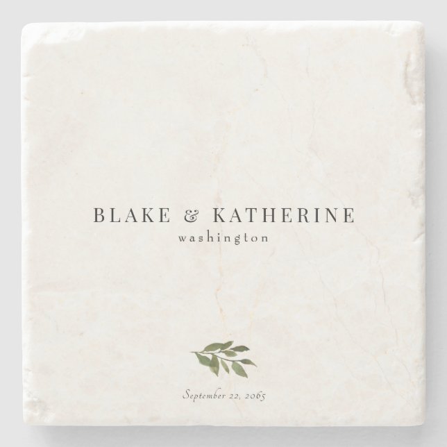 Posavasos De Piedra Personalizado Botánico Simple (Anverso)