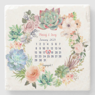 Posavasos De Piedra Personalizado comprometido - boda fecha 18 de 31