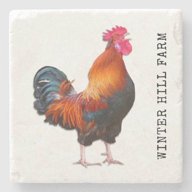 Posavasos de piedra personalizado con gallo de gra (Anverso)