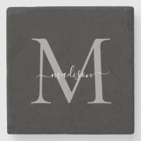 Posavasos de Piedra Personalizado con Monograma y 