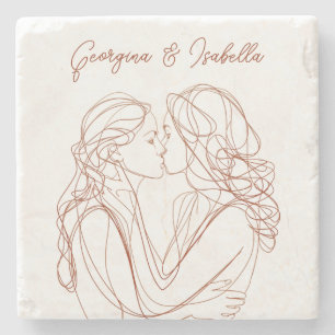Posavasos De Piedra Personalizado de arte de líneas sapficas