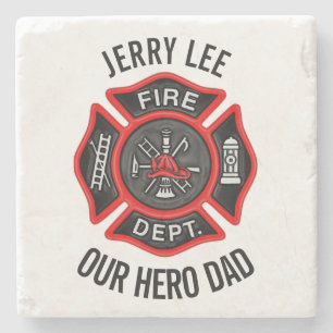 Posavasos De Piedra Personalizado de bomberos Nombre de texto personal