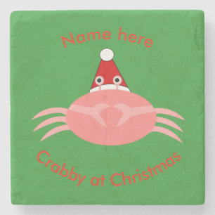 Posavasos De Piedra Personalizado de cangrejo navidades