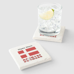 Posavasos De Piedra Personalizado de Dinamarca y bandera danesa