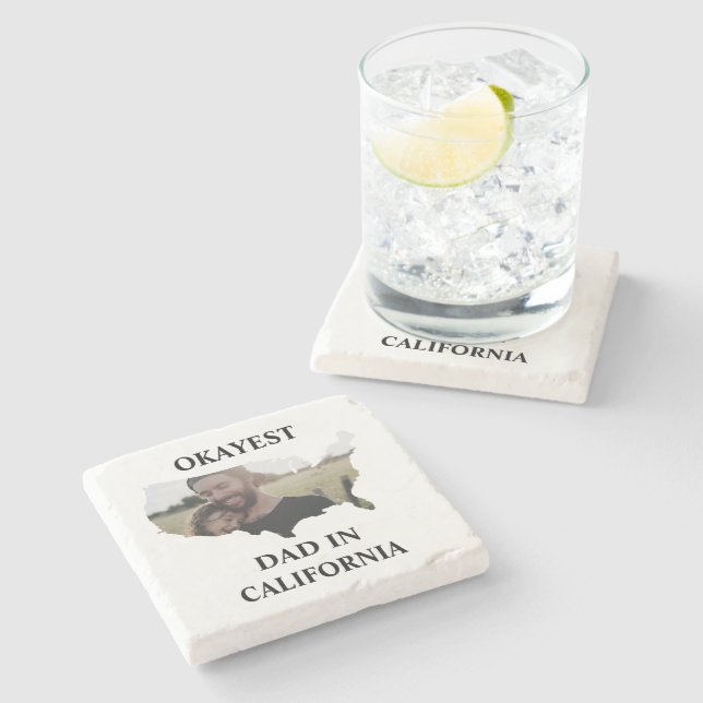 Posavasos De Piedra Personalizado de EE.UU. foto Okayest papá Fathers  (Lateral)