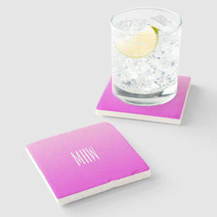 Posavasos De Piedra Personalizado de gradiente rosado monograma castra
