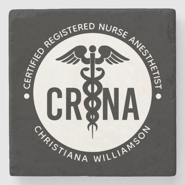 Posavasos De Piedra Personalizado de la CRNA Certificado de enfermero  (Anverso)