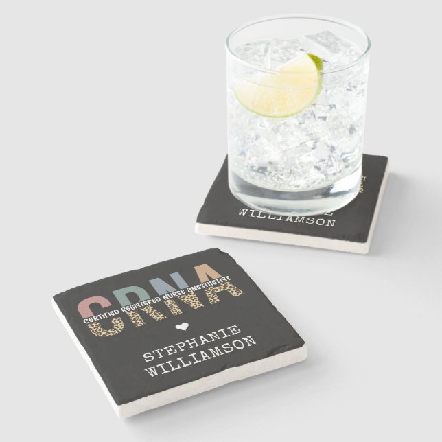 Posavasos De Piedra Personalizado de la CRNA Certificado de enfermero  (Lateral)