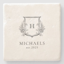 Personalizado de lujo clásico Monogramed Stone Coa