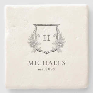 Posavasos De Piedra Personalizado de lujo clásico Monogramed Stone Coa