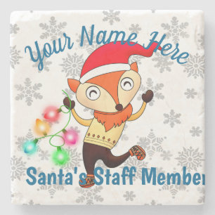 Posavasos De Piedra Personalizado de Navidades de Fox bailando con un