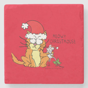Posavasos De Piedra Personalizado de Navidades divertidos con gato Rat